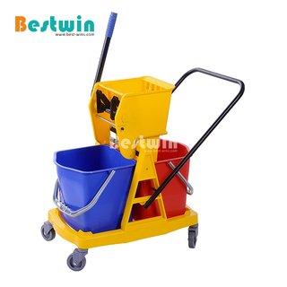 34L 46L Hotel equipment plastic serving vehices cleaning trolley janitor cart with cover