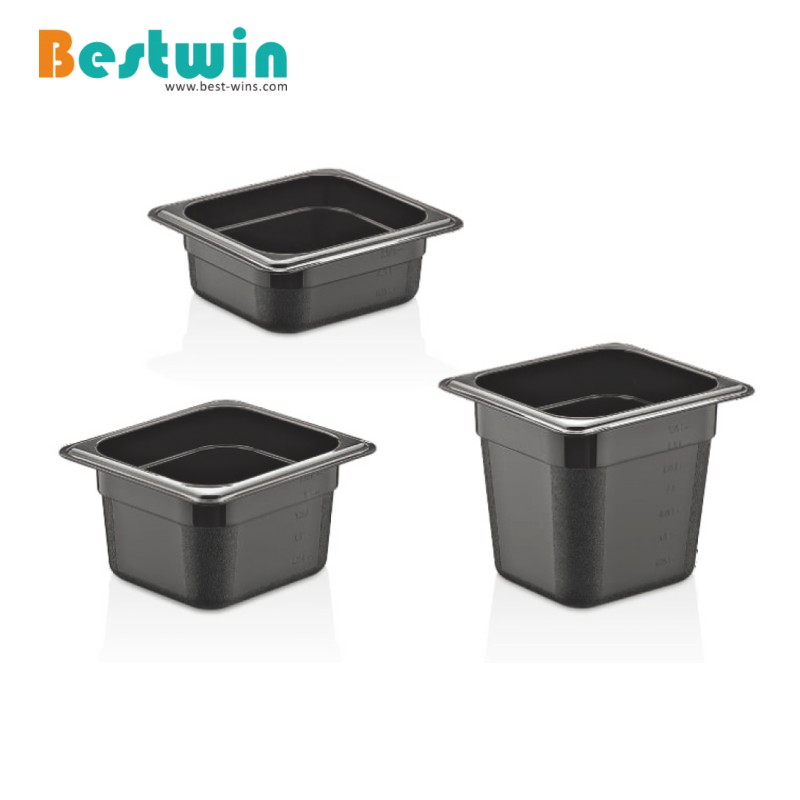 1/6 Size Plastic Polycarbonate Gn Pan Black Color NSF Certified