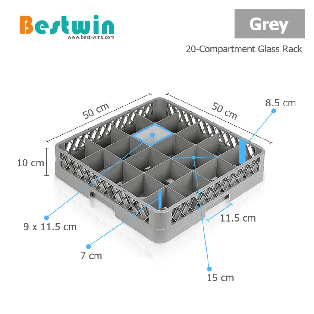20-Compartment Plastic Dishwasher Basket for Glass