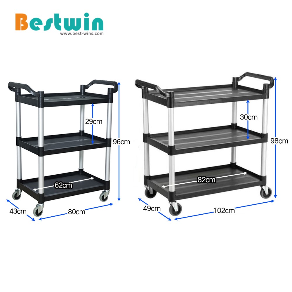 3 Tiers Plastic Service Trolley