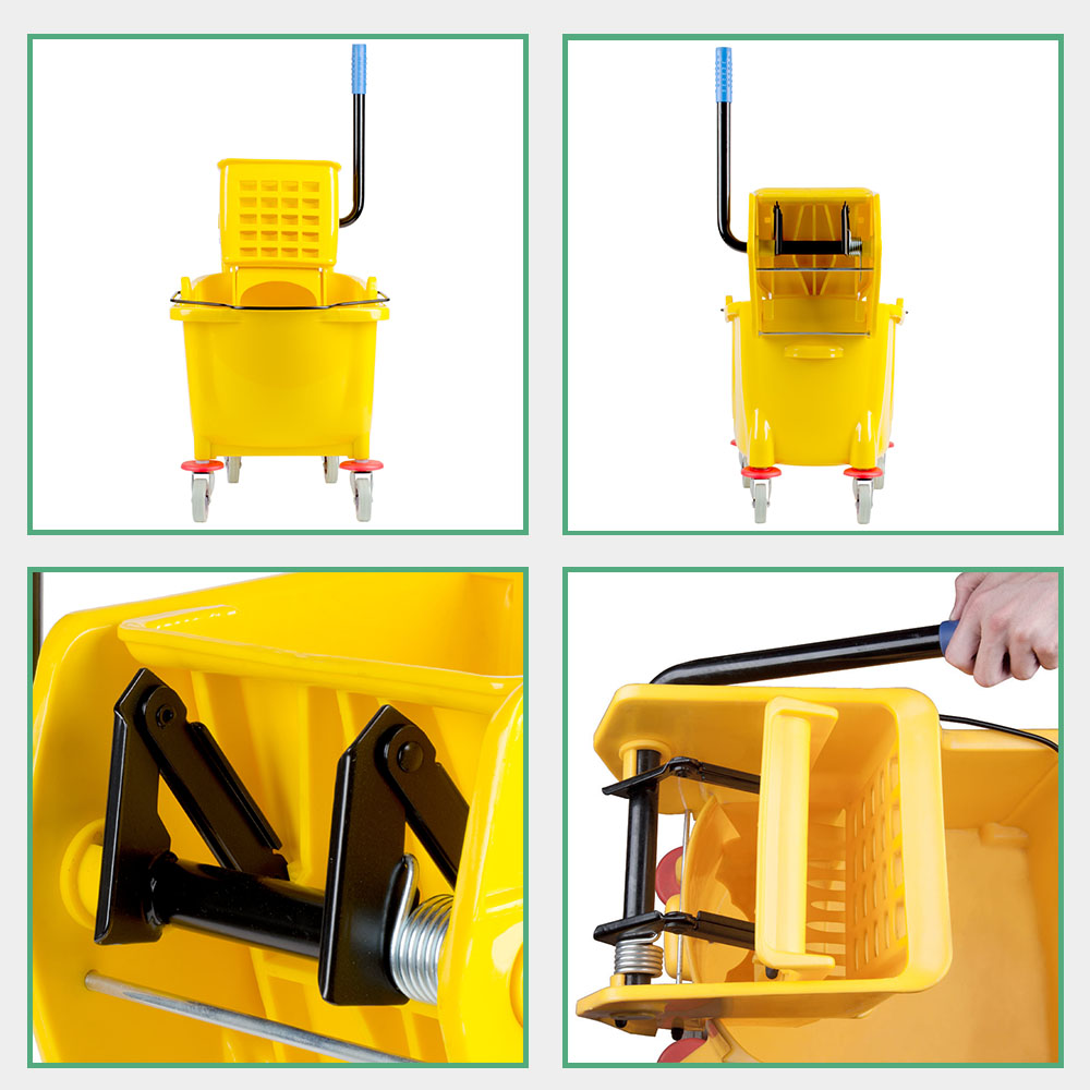 Plastic Single Bucekt Mop Trolley with Side Press Wringer