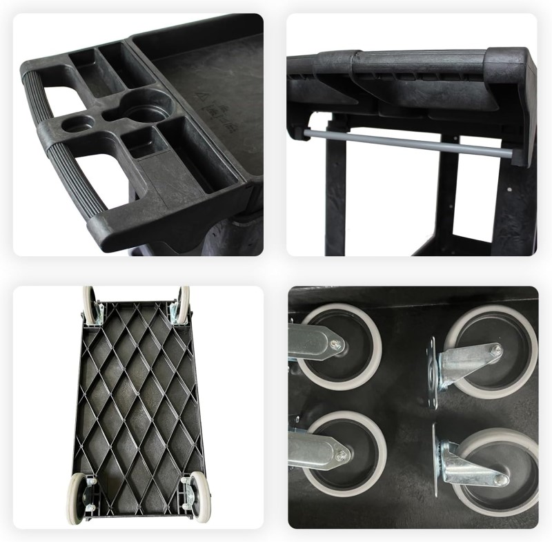 2 Tiers 550LBS Plastic Utility Cart with Tray