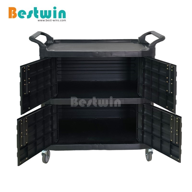 3 Tiers Plastic Hotel Room Service Trolley with Doors