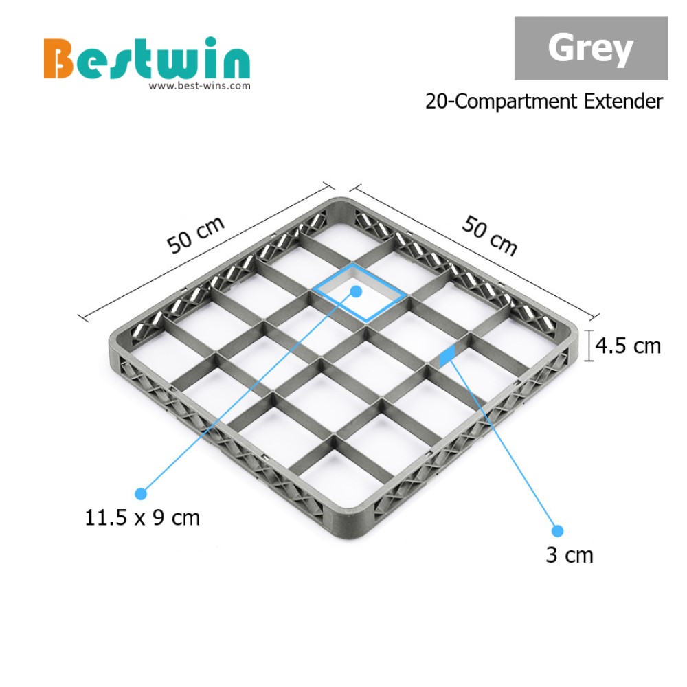 20-Compartment Plastic Dishwasher Basket for Glass