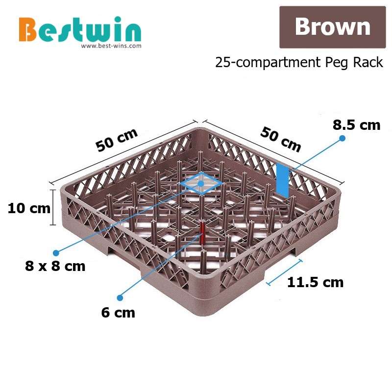 25-Peg Plastic Dishwasher Basket for Tray Plate