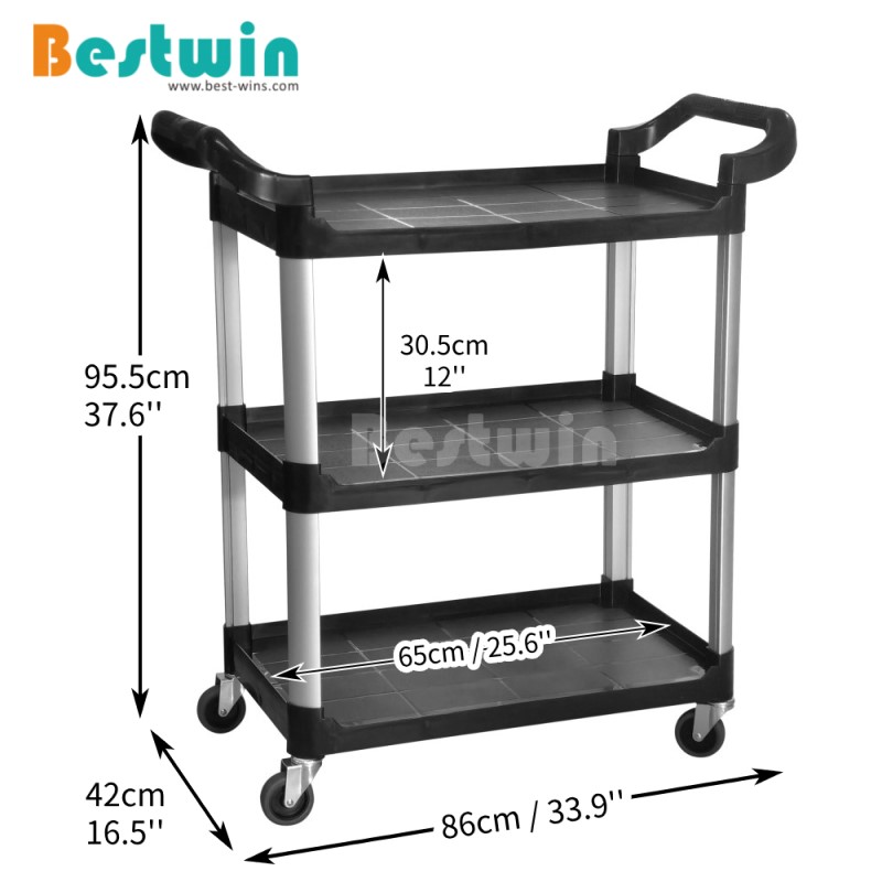 2/3 Tiers Plastic Service Trolley with Scalloped Tubes