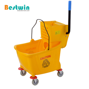 Plastic Single Bucekt Mop Trolley with Side Press Wringer