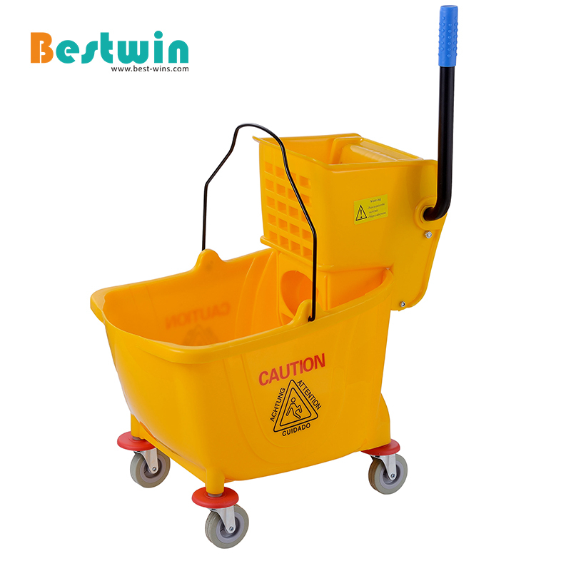 Plastic Single Bucekt Mop Trolley with Side Press Wringer
