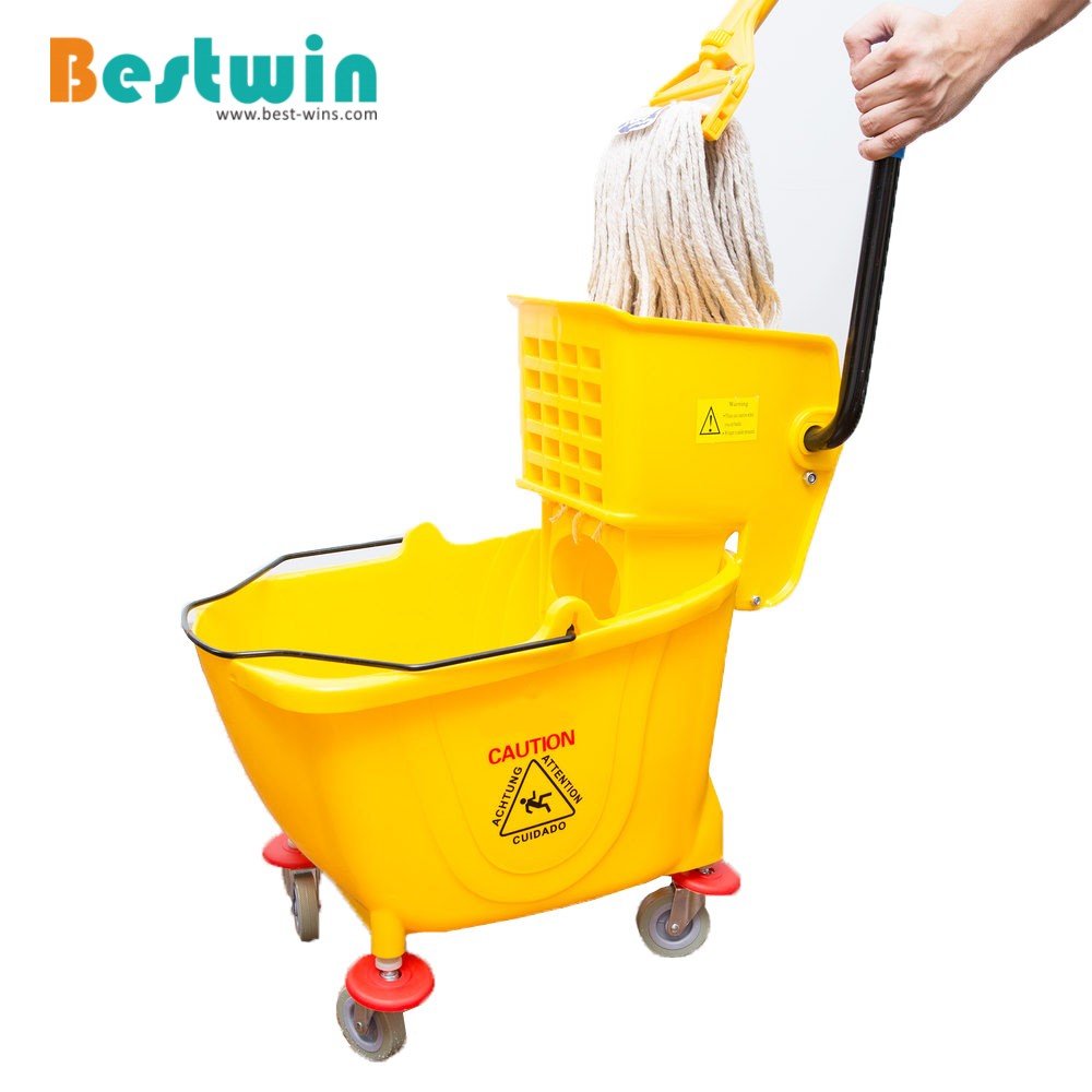 Plastic Single Bucekt Mop Trolley with Side Press Wringer