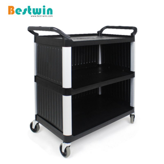3 Tiers Plastic Service Trolley with Side Panels