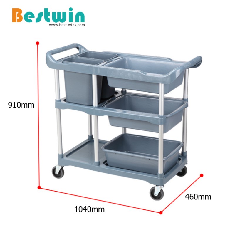 Plastic Bus Cart with Tote Boxes