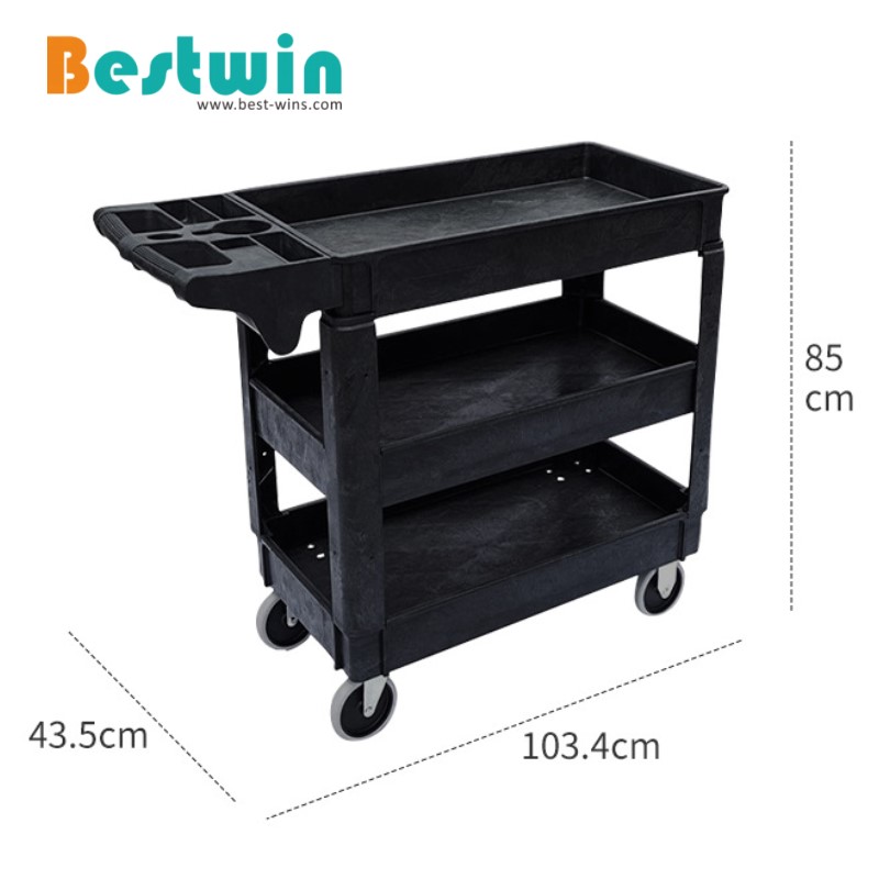 3 Tiers 550LBS Plastic Utility Cart with Tray