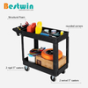 2 Tiers 550LBS Plastic Utility Cart with Tray