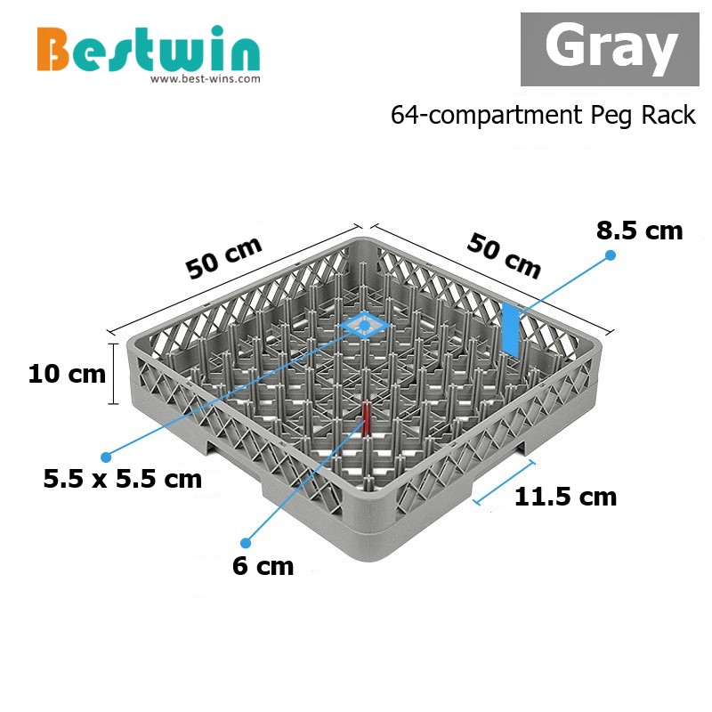 64-Peg Plastic Dishwasher Basket for Tray Plate