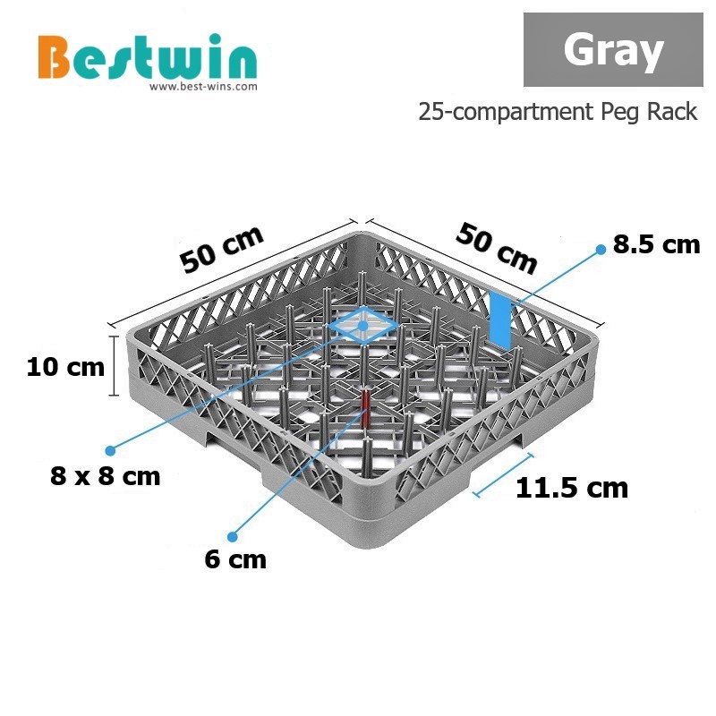 25-Peg Plastic Dishwasher Basket for Tray Plate