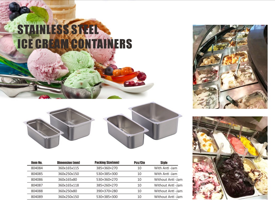 ice cream pan product specification