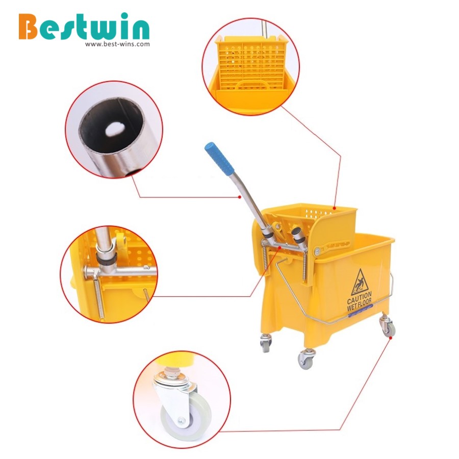 Plastic Single Bucekt Mop Trolley with Down Press Wringer