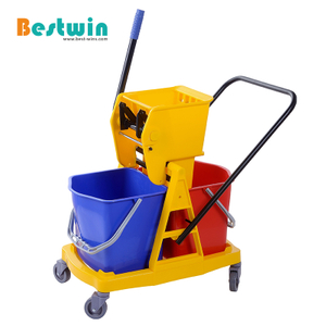 Plastic Double Buckets Mop Trolley with Side Press Wringer