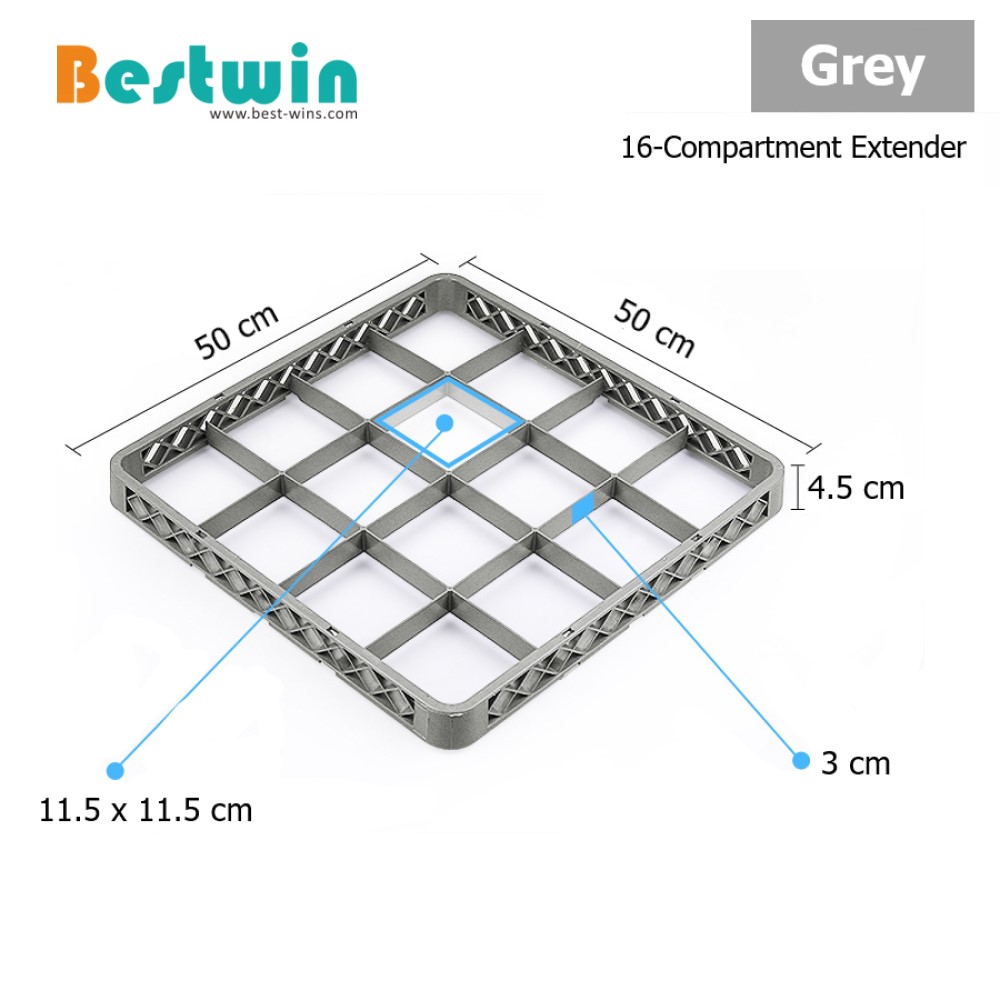 16-Compartment Plastic Dishwasher Basket for Glass