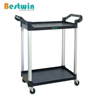 2 Tiers Plastic Service Trolley with Scalloped Tubes