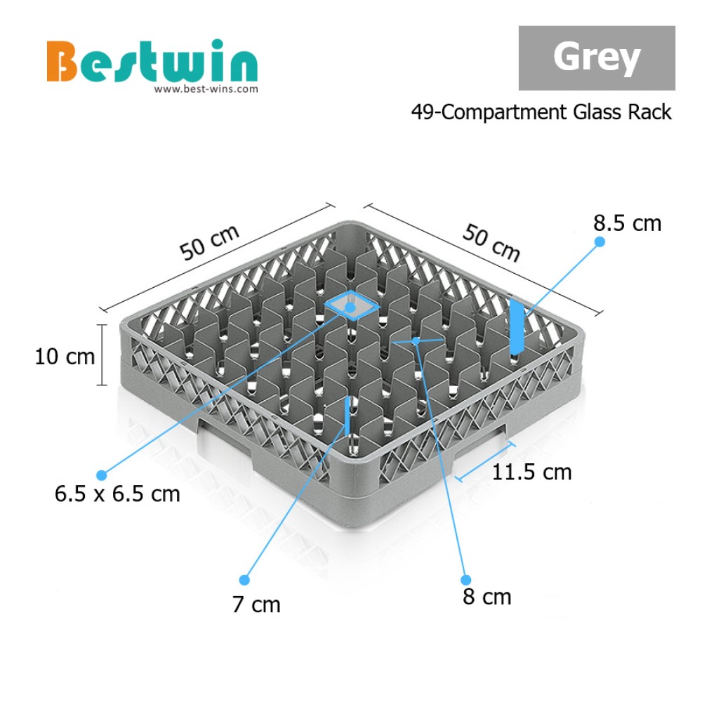 49-Compartment Plastic Dishwasher Basket for Glass