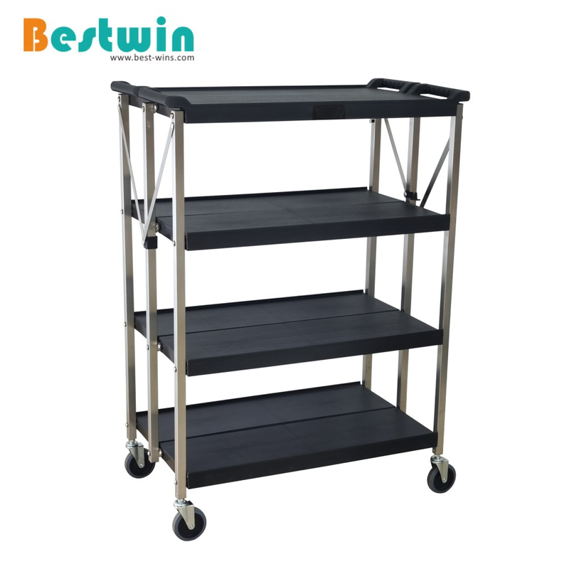 4-Tiers Plastic Collapsible Cater Service Utility Cart-L