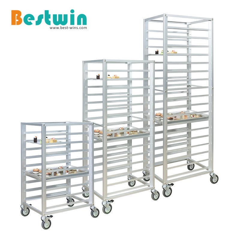 9-Tiers Aluminum Cooling Rack Trolley for Baking Tray