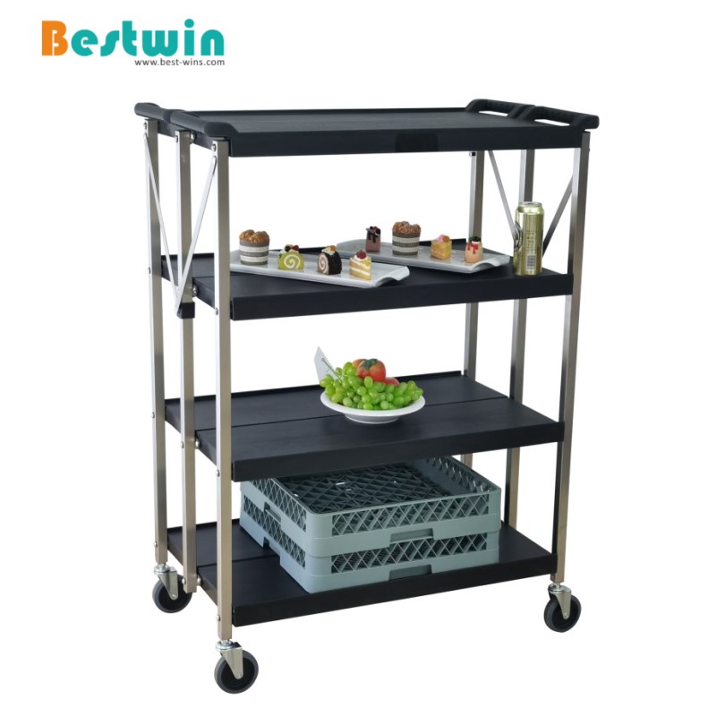 4-Tiers Plastic Collapsible Cater Service Utility Cart-L