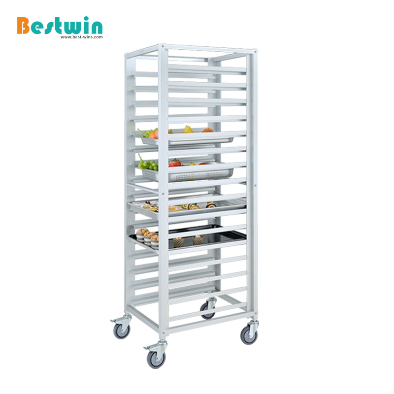 15-Tiers Aluminum Cooling Rack Trolley for Baking Tray & GN Pan